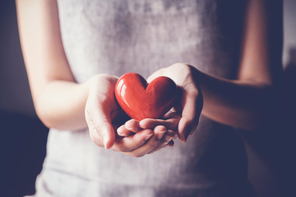 charitable giving heart in hands